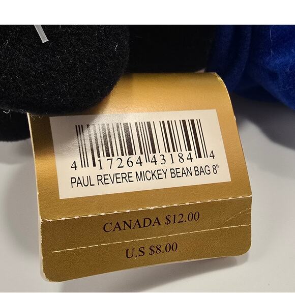 Disney Store Exclusive Mickey Paul Revere Mini Bean Bag 8" NWT - Picture 6 of 6